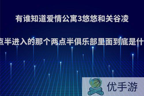 有谁知道爱情公寓3悠悠和关谷凌晨两点半进入的那个两点半俱乐部里面到底是什么呢?