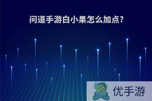 问道手游白小果怎么加点?