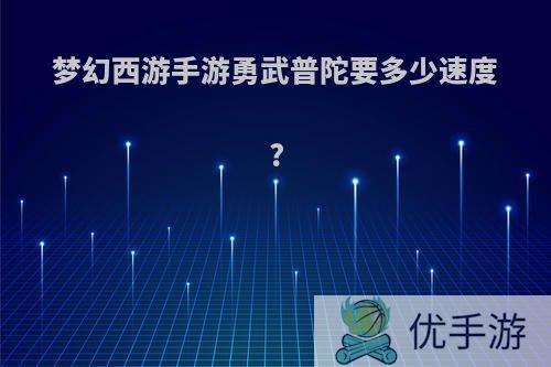 梦幻西游手游勇武普陀要多少速度?