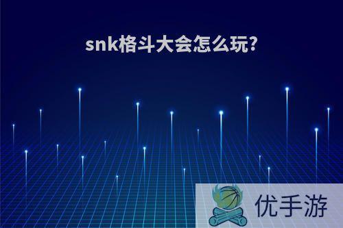 snk格斗大会怎么玩?