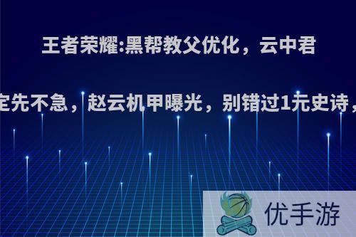 王者荣耀:黑帮教父优化，云中君6元限定先不急，赵云机甲曝光，别错过1元史诗，如何?