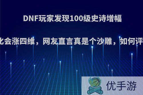 DNF玩家发现100级史诗增幅强化会涨四维，网友直言真是个沙雕，如何评价?