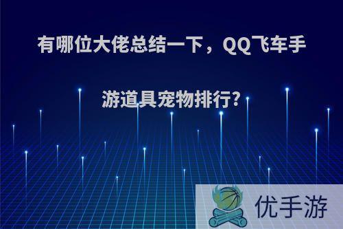 有哪位大佬总结一下，QQ飞车手游道具宠物排行?