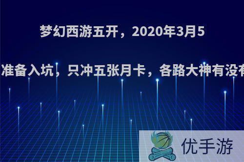 梦幻西游五开，2020年3月5号了，准备入坑，只冲五张月卡，各路大神有没有什么?