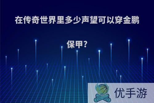 在传奇世界里多少声望可以穿金鹏保甲?