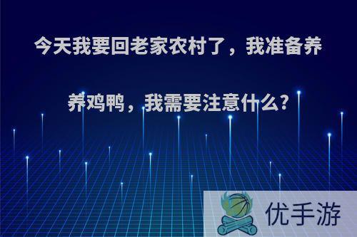 今天我要回老家农村了，我准备养养鸡鸭，我需要注意什么?