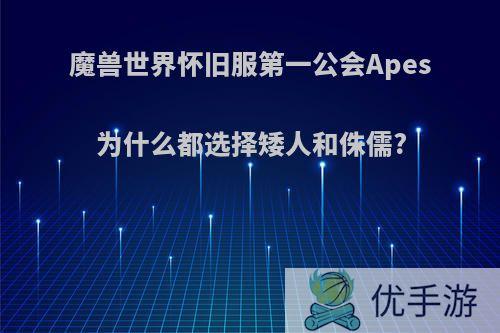 魔兽世界怀旧服第一公会Apes为什么都选择矮人和侏儒?