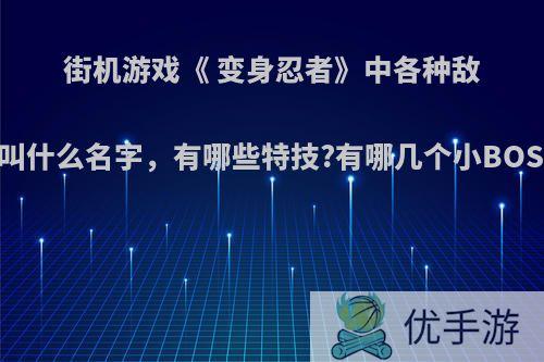 街机游戏《 变身忍者》中各种敌人叫什么名字，有哪些特技?有哪几个小BOSS?