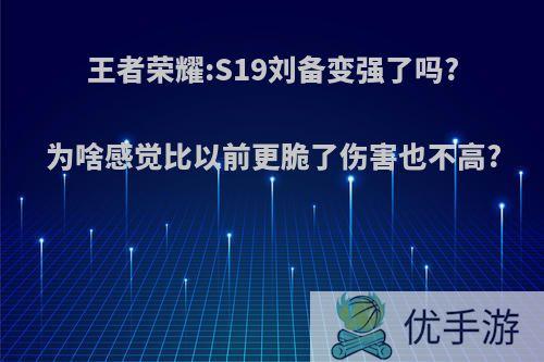 王者荣耀:S19刘备变强了吗?为啥感觉比以前更脆了伤害也不高?