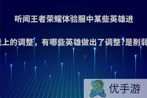 听闻王者荣耀体验服中某些英雄进行了技能上的调整，有哪些英雄做出了调整?是削弱or增强?