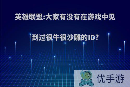 英雄联盟:大家有没有在游戏中见到过很牛很沙雕的ID?