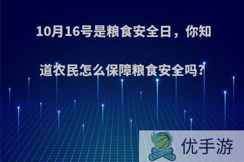 10月16号是粮食安全日，你知道农民怎么保障粮食安全吗?