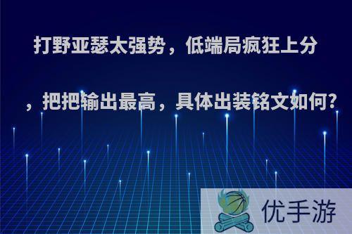 打野亚瑟太强势，低端局疯狂上分，把把输出最高，具体出装铭文如何?