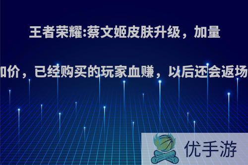 王者荣耀:蔡文姬皮肤升级，加量不加价，已经购买的玩家血赚，以后还会返场吗?