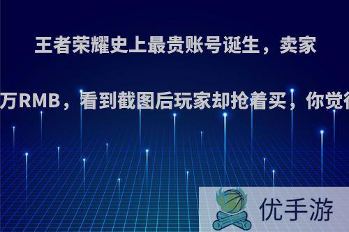 王者荣耀史上最贵账号诞生，卖家标价28万RMB，看到截图后玩家却抢着买，你觉得值吗?