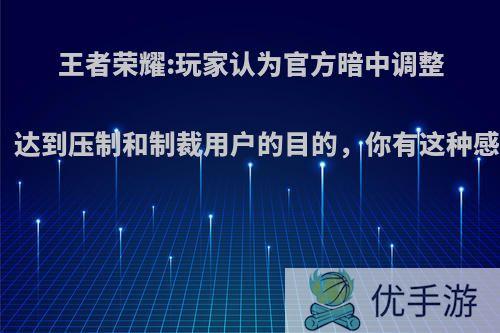 王者荣耀:玩家认为官方暗中调整伤害，达到压制和制裁用户的目的，你有这种感受吗?