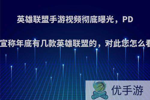 英雄联盟手游视频彻底曝光，PDD宣称年底有几款英雄联盟的，对此您怎么看?