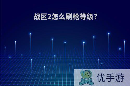 战区2怎么刷枪等级?
