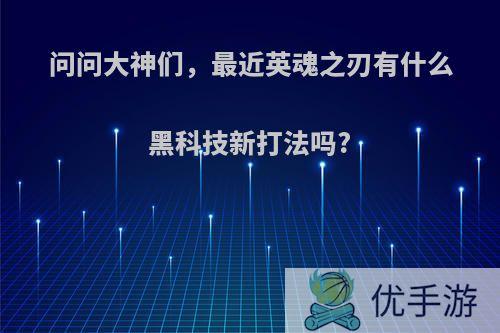 问问大神们，最近英魂之刃有什么黑科技新打法吗?
