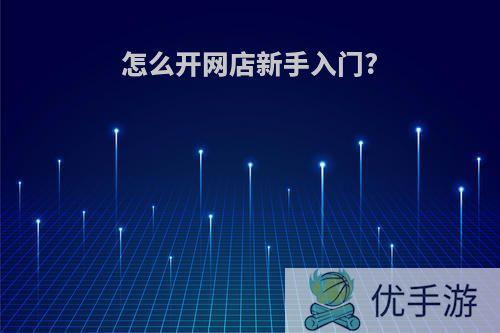 怎么开网店新手入门?