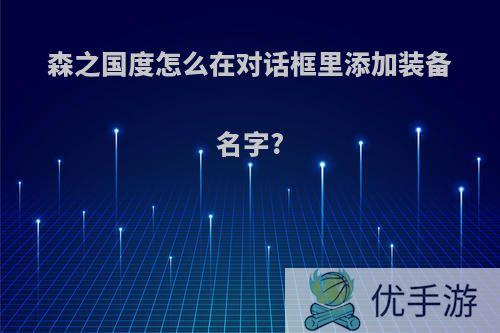 森之国度怎么在对话框里添加装备名字?