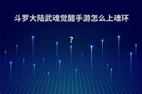 斗罗大陆武魂觉醒手游怎么上魂环?