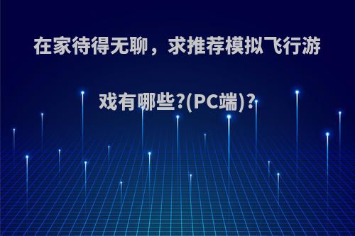 在家待得无聊，求推荐模拟飞行游戏有哪些?(PC端)?