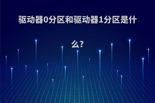 驱动器0分区和驱动器1分区是什么?