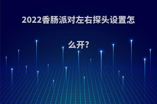 2022香肠派对左右探头设置怎么开?