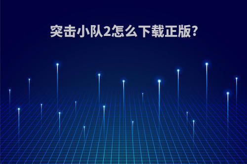 突击小队2怎么下载正版?