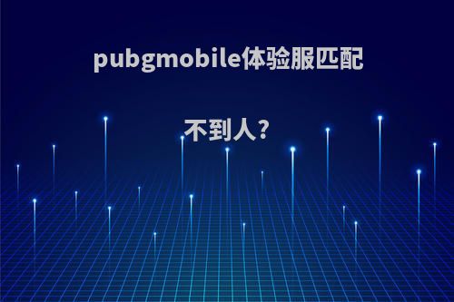 pubgmobile体验服匹配不到人?