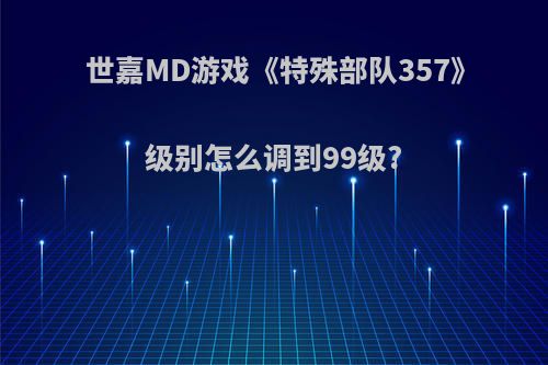 世嘉MD游戏《特殊部队357》级别怎么调到99级?