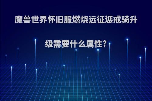 魔兽世界怀旧服燃烧远征惩戒骑升级需要什么属性?