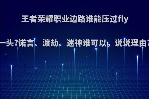 王者荣耀职业边路谁能压过fly一头?诺言、渡劫、迷神谁可以，说说理由?