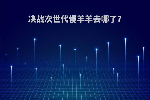 决战次世代慢羊羊去哪了?