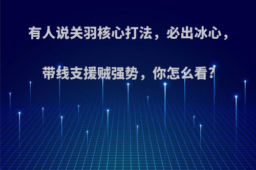 有人说关羽核心打法，必出冰心，带线支援贼强势，你怎么看?