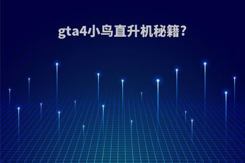 gta4小鸟直升机秘籍?