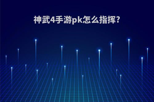 神武4手游pk怎么指挥?