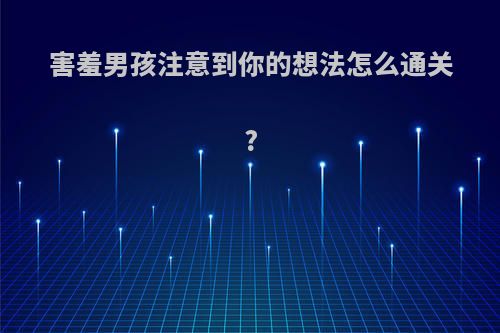 害羞男孩注意到你的想法怎么通关?